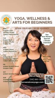 New to your wellness journey? 🎯
We’ve got your perfect start!
From Yoga & Dance to Strength & Pilates.

BEGINNER CLASSES:
🧘‍♀️ True Beginner Yoga
🪑 Chair Yoga
🧠 Meditation
💪 Strength Training
🤸‍♀️ Mat Pilates
💃 Beginner Dance

🔥 NEW STUDENT DEAL! 🔥
2 Weeks Unlimited Classes for $49!
Find your fit at Here & Now!

📍 22 Verbena Ave., Floral Park, NY
👉 Tap the link in our bio to claim your spot!

#HereAndNowCollective #FloralPark #BeginnerFriendly #WellnessDeal #YogaForBeginners #hereandnowyoga #floralpark #yogaforall #yogaforallabilities #yogaforallbodies #accesibleyoga #adacompliant #limitedmobility #allarewelcome 🙏🏼🧘🏻‍♀️❤️