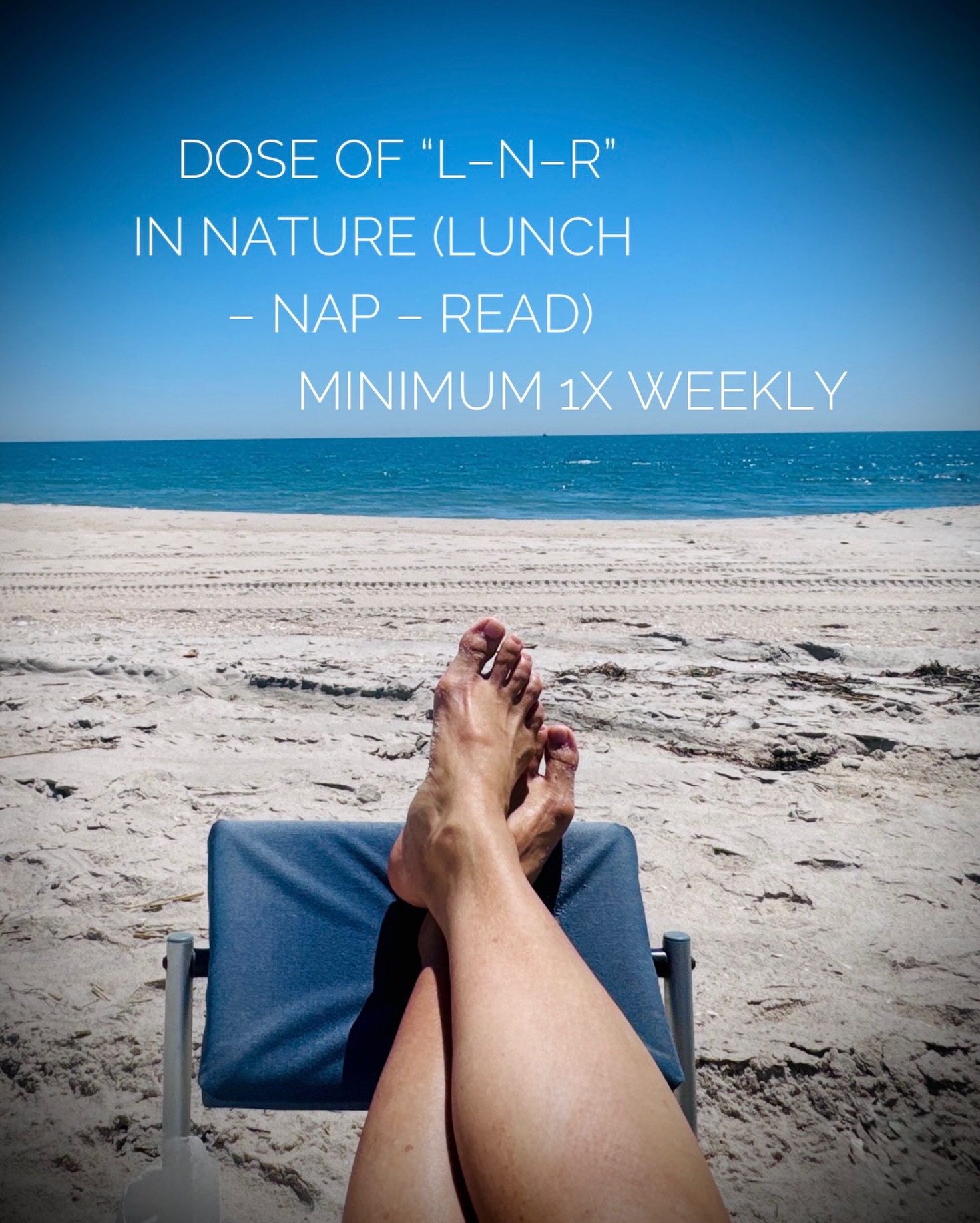 My recommendation:

L-N-R in nature, at least once a week.

🥗 Lunch
😴 Nap
📖 Read

Simple. Affordable. Good for the body, good for the mind, and good for the soul.
🌻
Minimum dosage: 1x week
🌿
#hereandnowyoga #lunch #nap #read #nature 😌☀️🌸🌊🏖️